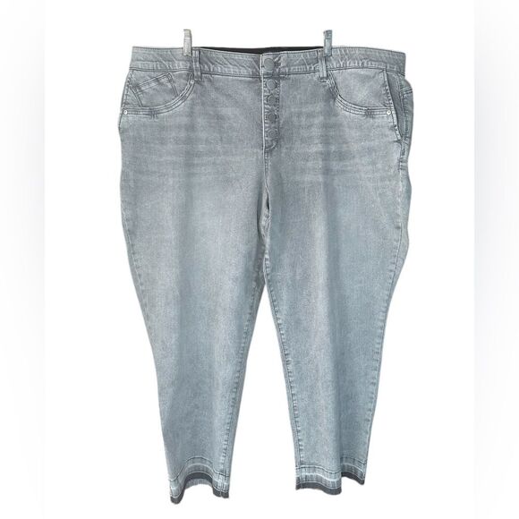 Democracy 'Ab'Solution Women’s Button Fly, High Waist Jeans. Ankle Gray Size 24W - Picture 2 of 8